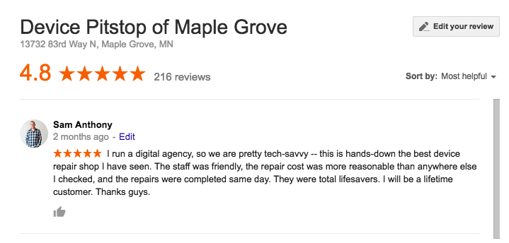 Device Pitstop Maple Grove Cell Phone Review